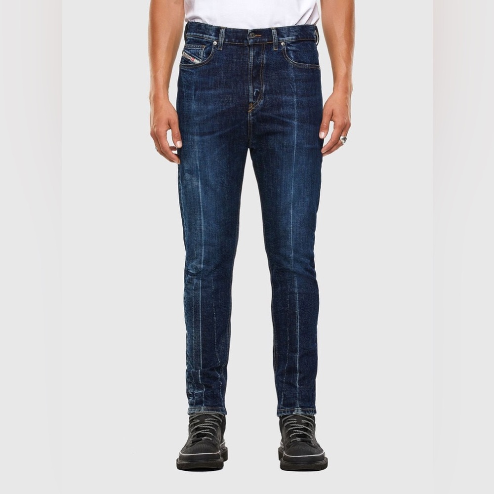SOLD! Diesel D-Vider Carrot Blue Denim Jeans 0092X Stretch Distressed Mens